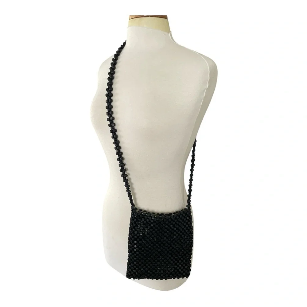 Black Beaded Crossbody Bag